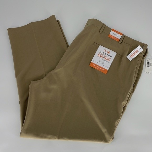 Van Heusen Other - NWT VAN HEUSEN stretch premium no iron trouser pants tan size 52 X 32 men's